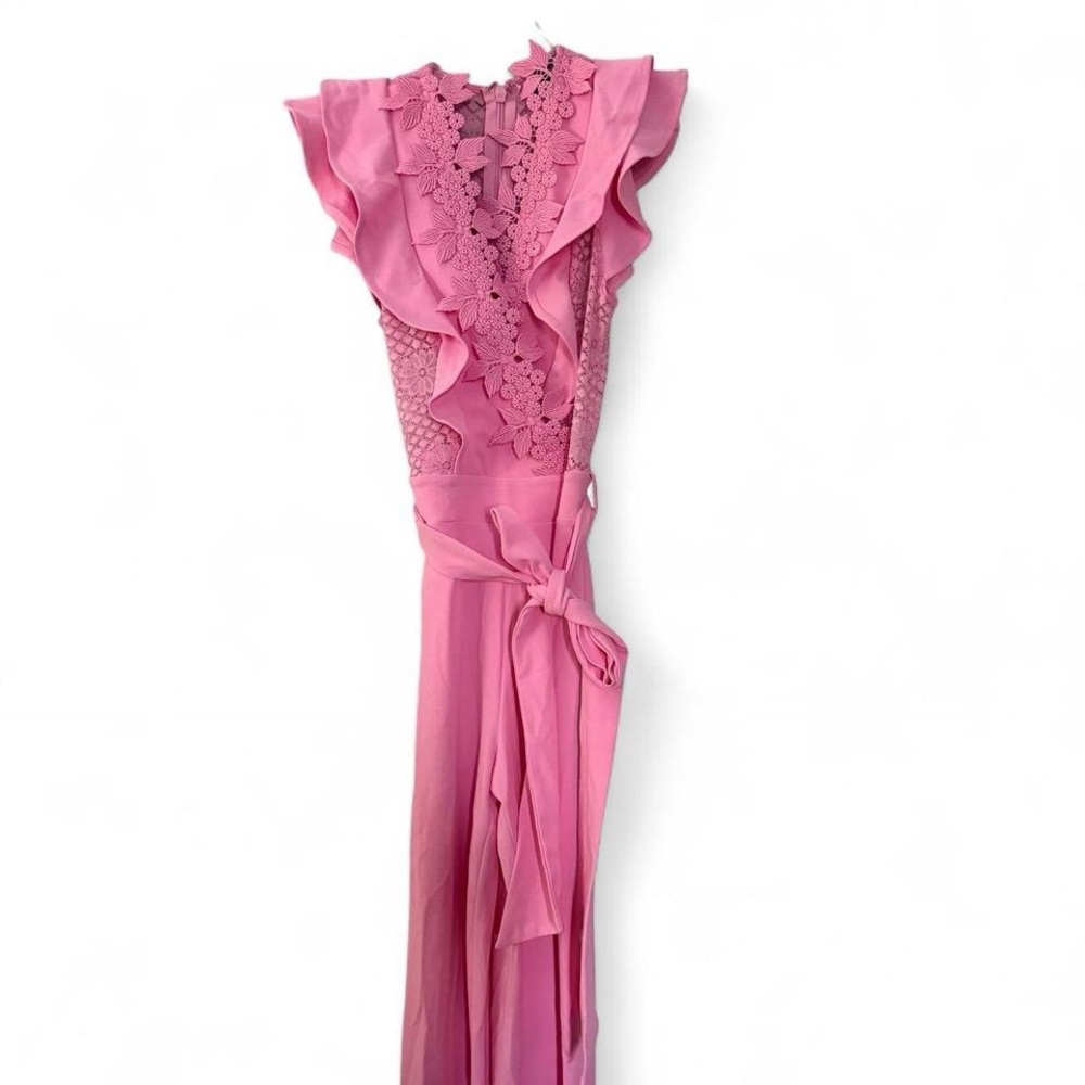 Elegant Pink Lace Maxi Dress